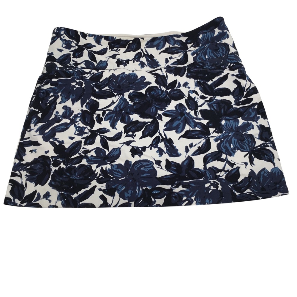 SC & CO Womens Floral Skort Navy Blue White Active Golf Tennis Skirt Size XL